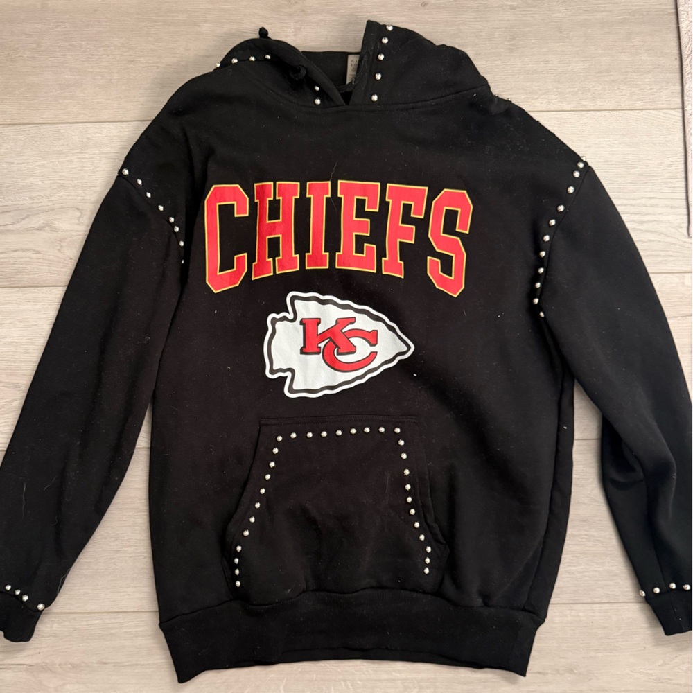 Kansas City Chiefs Black Studded Hoodie Sweater